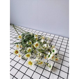 Suandsu 3 Bouquet Artificial Daisy Chamomile Fake Silk Marguerites Flowers Home Hotel Office Garden Craft Art Decor Long Stem 29'' High White