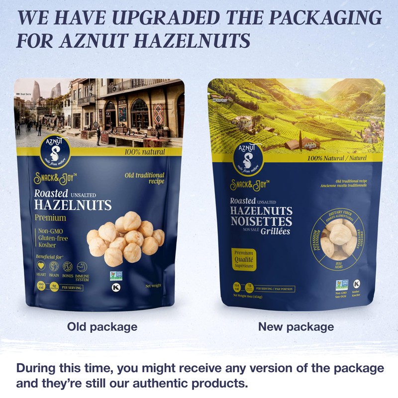 Roasted Hazelnuts Natural Non-GMO Certified, Unsalted, Dry Roasted, Kosher Certified