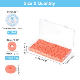 PATIKIL 4000 Pcs Clay Beads Bracelet Making Kit, 4mm Flat Round Polymer Clay Spacer Beads Preppy Heishi Beads Disk with Elastic String for DIY Friendship Jewelry Making, Orange