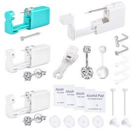 WillTen Ear Piercing Kit Nose Piercing Kit Belly Button Piercing Kit Silver, Ear Piercing Gun Belly Piercing Kit Nose Piercing Gun, Disposable Ear Piercing Kit Piercing Gun with Built-in Studs