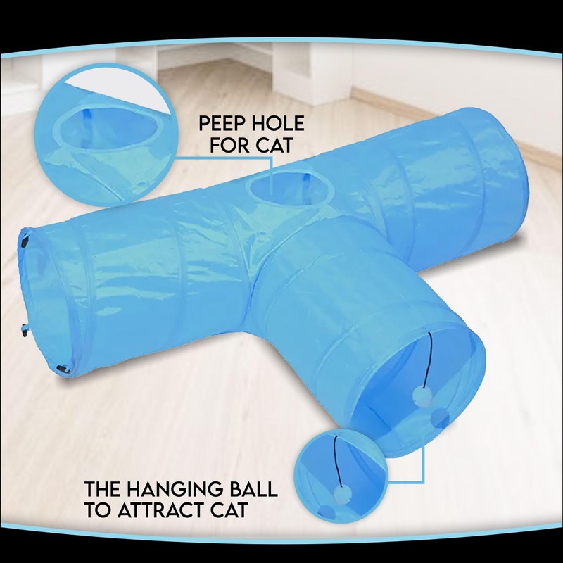 PetBuds 3-Way Collapsible Cat Tunnel Toy, Interactive Cat Tunnel for
