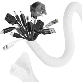 Romon 6 m Cable Sleeve, 25 mm - 32 mm Can Be Cut to Size, Self-Closing, Flexible Woven Cable Sheath, Spiral Hose for TV, PC, Home Cinema, Automotive Cable, Cable Management, Bite Resistant for Dogs