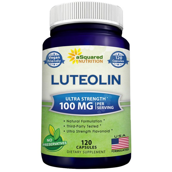 Luteolin 100mg - 120 Capsules - Luteolin Supplement & Powder Complex Pills Commonly Taken with Quercetin - Supports Brain & Memory Health
