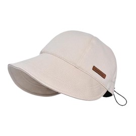 KakiKhaki Cap, Bucket Hat, Women's Cute, Stylish, UV Protection, Sun Protection Hat, Small Face Effect, Spring, Summer, Autumn, Winter, Wide Brim, UV Protection, Size Adjustable, Outdoor Travel, white