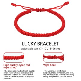 Lucky And Protection Bracelet,Red String Bracelet for Men Women,Hand Braided Rope Thread,Surfer Bracelet for Girl Son Teenage (red, 2PCS)