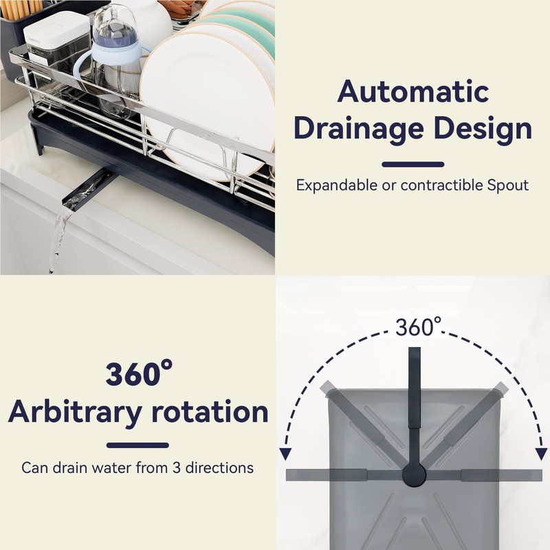 Azevix Dish Drying Rack for Kitchen Counter - 304 Stainless