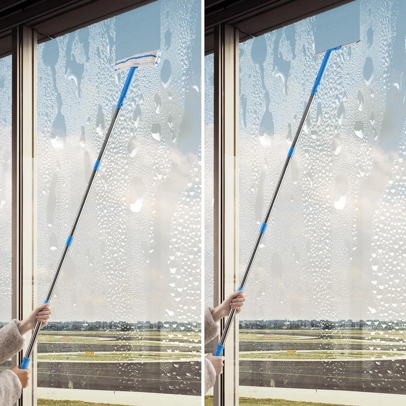 Mitclear Window Cleaner with Long Handle(57IN), Glass Cleaning Tools with