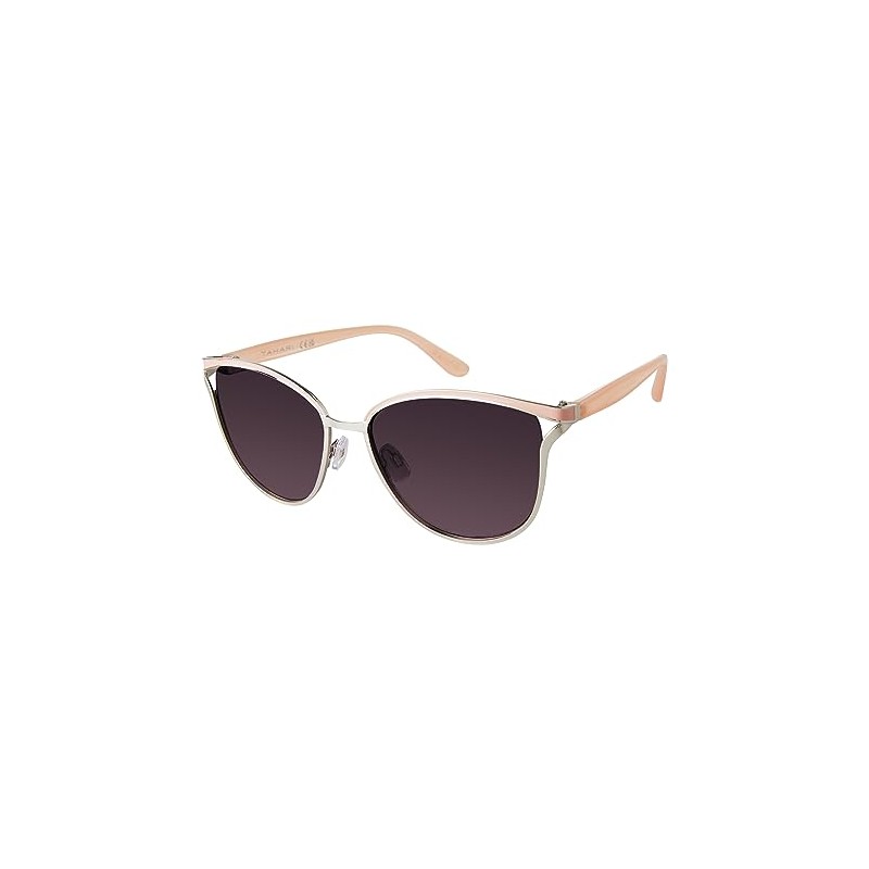 TAHARI Women's Metal Cat Eye-Vintage Sunglasses, Silver & Rose, 58