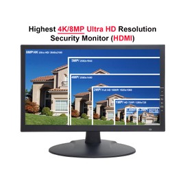101AV 18.5 LED Security Monitor Accept downscaled Ultra HD 4K Image on HDMI & Standard Composite on BNC Input/Output, Build in Speaker, VESA Mount for CCTV Camera DVR Home Office 24/7 Surveillance