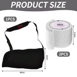 1 Piece Arm Sling, 2 Rolls of Hand Bandages, Arm Support Sling, Elbow Sling, Arm Sling for Elbow Injury, Arm Sling for Broken Wrist, Adjustable Arm Sling