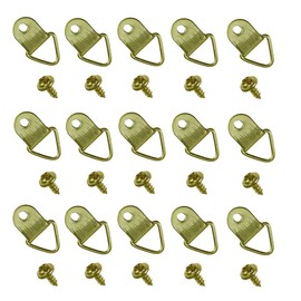 kuou 100 Pcs D Rings Picture Hanging, Small Photo Frame Hooks Hangers, Canvas Hook Wall Bracket Hanger with Screws(Stainless Steel/Golden)