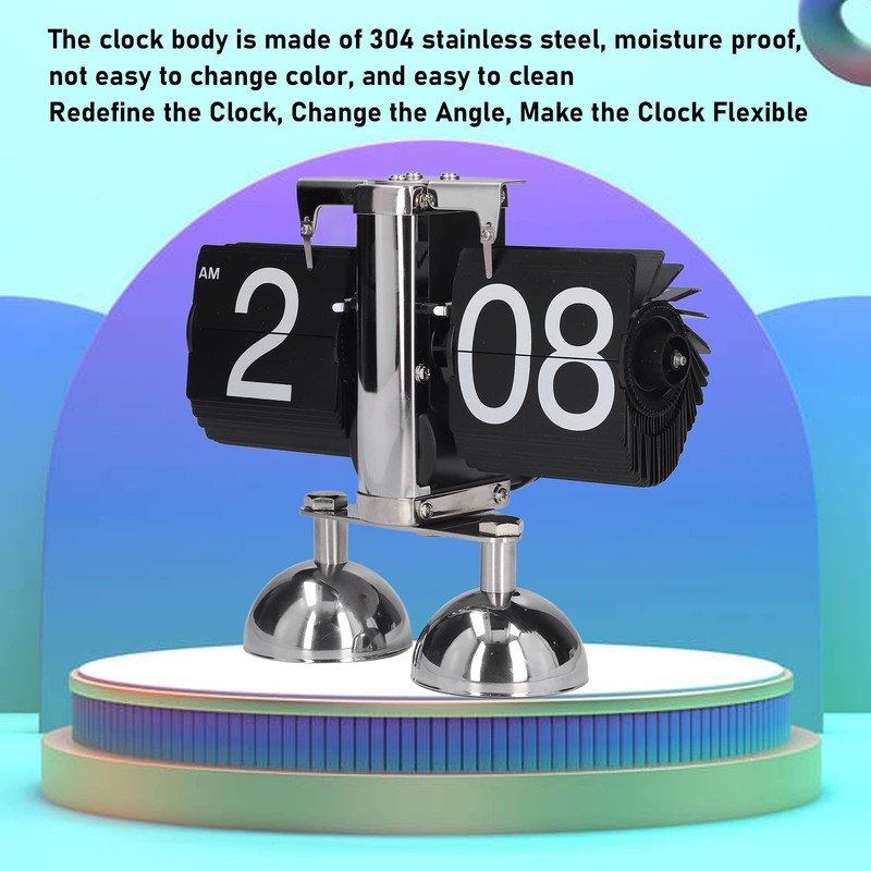 HERCHR Flip Desk Clock, Mechanical Retro Flip Down Clock Automatic