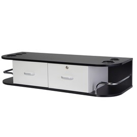 Sardoxx Classic Salon Wall Mount Barber Station Beauty Salon Spa Locking Cabinet Furniture, 2 Drawers 5 Hair Dryer Holes for Beauty Salon Or Spa, Barber Shop, Home & Bathroom (Black+White)