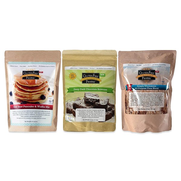 Gluten-Free Prairie Baker's Box Baking Gift Set, Certified Gluten Free Purity Protocol, Non-GMO, Set of 3 GF Oat Flour Based Baking Mixes