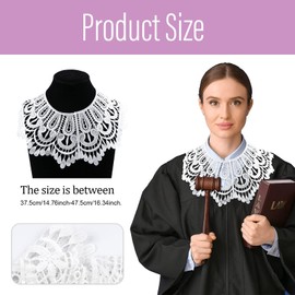 6 Pieces Lace Collar Women White Hollow Out Flower Lace Fabric Collar Clothes Trim Embroidered Applique Neckline for Women Costume Sewing Supplies DIY Wedding Dress Accessory Halloween Cosplay