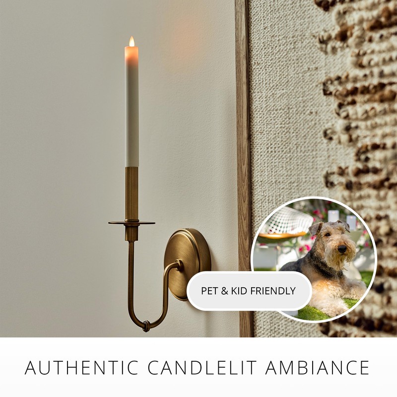 Luminara Pearl Ivory Flameless Candle Tall E12 Taper Bulb Flat