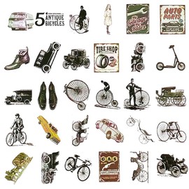 Lumbor37 Vintage Pegatinas,60 Calcomanías Impermeables, Decora álbumes de Recortes y Pegatinas de Papel, Manualidades de Bricolaje, Diarios, Creación de Tarjetas (Coches)