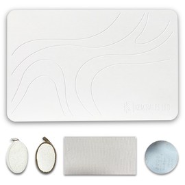 Stone Bath Mat , Shower Mat, Non-Slip, Super Absorbent, Quick Dry, Natural, Easy to Clean, 2 Premium Exfoliating Loofah Sponge for Body, Back and Face, Made with Sponge. 15.4 x 23.6 x1