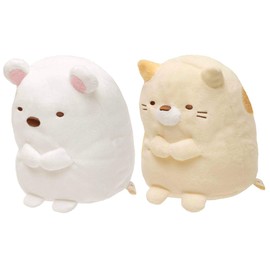 Sumikko Gurashi Plush Toy Set of 2 (Shirokuma and Cat), Height Approximately 5.5 inches (14 cm)