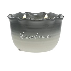 Pavilion - Blessed Mama 11-Ounce Wax Reveal Natural Soy Wax Double Wick Candle, Jasmine Scented, Hidden Message Candle, 1 Count, 4.75 x 4.75 x 2.75-inch, Gray