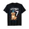 Let's Pawty I'm 7 Goldendoodle Dog 7th Birthday Party T-Shirt
