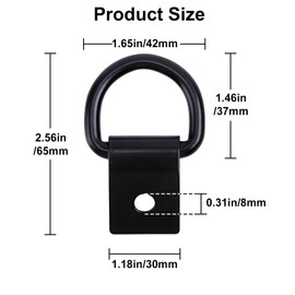 CHANGE MOORE 4Pack D Ring Tie Down Anchors, Tie Downs for Kayak Track Mount, Stainless Steel Trailer Tie Downs, Black D Ring with Screws, Tie Down Rings for Trailer, Truck Bed, RV, Warehouse