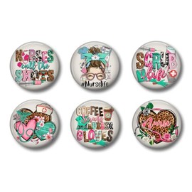Nurses Week Appreciation Gift Locker Fridge Magnet Set of 6 - Funny Messy Bun - Nurse Scrub Life - 1.75'' Whiteboard Magnets for Home Office Medical School