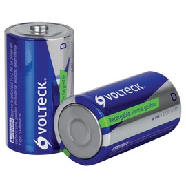 Volteck RE-D, Pilas recargables, larga duración, D, 4, 000 mAh, 2 piezas