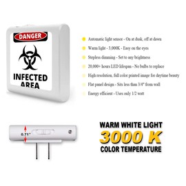 Plug in Dimmable LED Night Light with Dusk to Dawn Auto Sensor, Adjustable Brightness, Warm Light, Auto On-Off Nightlight for Bathroom, Hallway, Nursery, Bedrooms - Infected Area