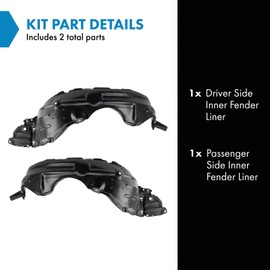 TRQ Inner Fender Liner Set Compatible with 2012 Toyota Yaris TO1248168 TO1251120