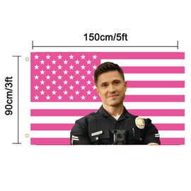 MAGJIUKE Tim Bradford American The Rookie Flag Wall Tapestry,Pink Eric Winter Wall Hanging Decor for Bedroom,3x5 Ft