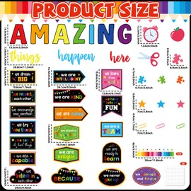 gisgfim Welcome Back to School Bulletin Board Decorations Set Amazing Things Happen Here Classroom Colorful Paper Cutouts Motivational Pencil Bulletin Board Borders Decor for Nursery Chalkboard Wall