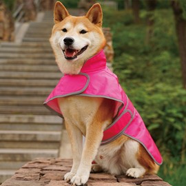 Dog Raincoat| Waterproof Adjustable & Lightweight Dog Jacket with Reflective Strips| Easy Step-in Closure for All-Weather| Fits Small Medium Large Dogs(Rose Red,X-Large)