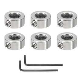 MECCANIXITY Bore 8 mm Shaft Collar 16 mm OD 8 mm Thickness Carbon Steel Landing Gear Stopper Wheel Collar with Set Screw & 2 Hex Wrench for Machine Tools Industry (Silver Tone, Pack of 6)