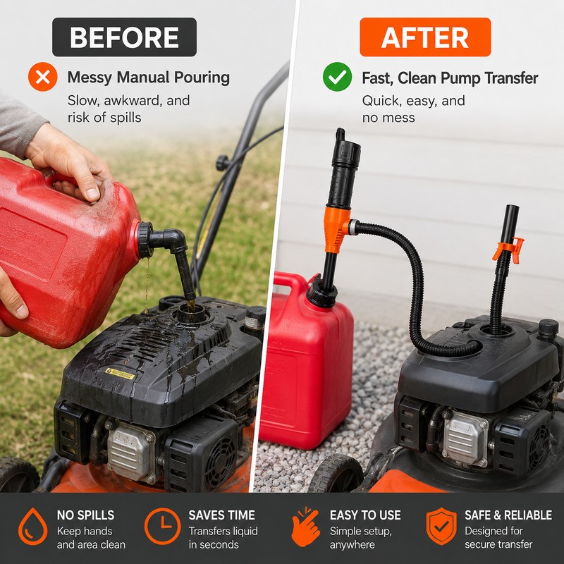 Battery-Powered Fuel Transfer Pump with Hose – Portable Electric Siphon