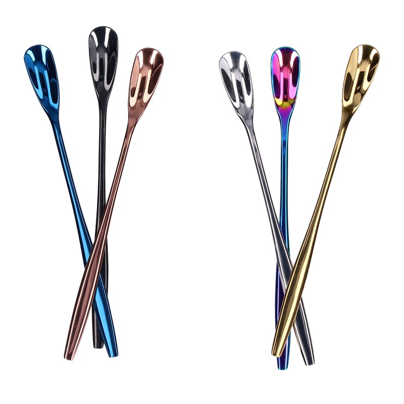 6PCS Coffee Spoon Stainless Steel Mixing Spoon Thickened Long Handle