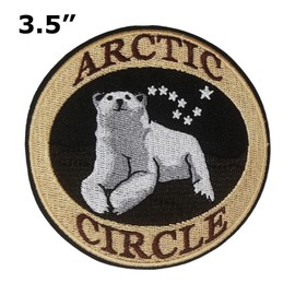 Arctic Circle Polar Bear Patch 3.5" Embroidered Iron-on/Sew-on Decorative Embroidery Applique Clothing Vest Jacket Bags Premium Stitching Nature Wild Animals Forest Trees Hiking Trails Souvenir Badge