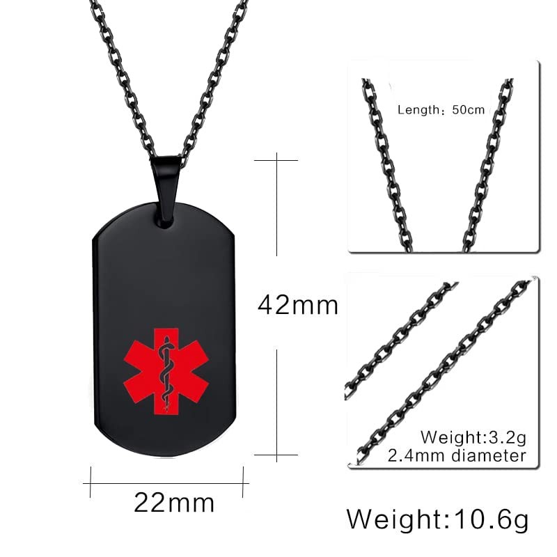 MZC Jewelry PACEMAKER Medical Alert Necklace for Men Women Stainless
