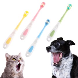 Dmykluc 4 PCS Dog Toothbrush, Ultra Soft Cat Toothbrush, Tinny Teeth Brush for Pet, Puppy, Kitten