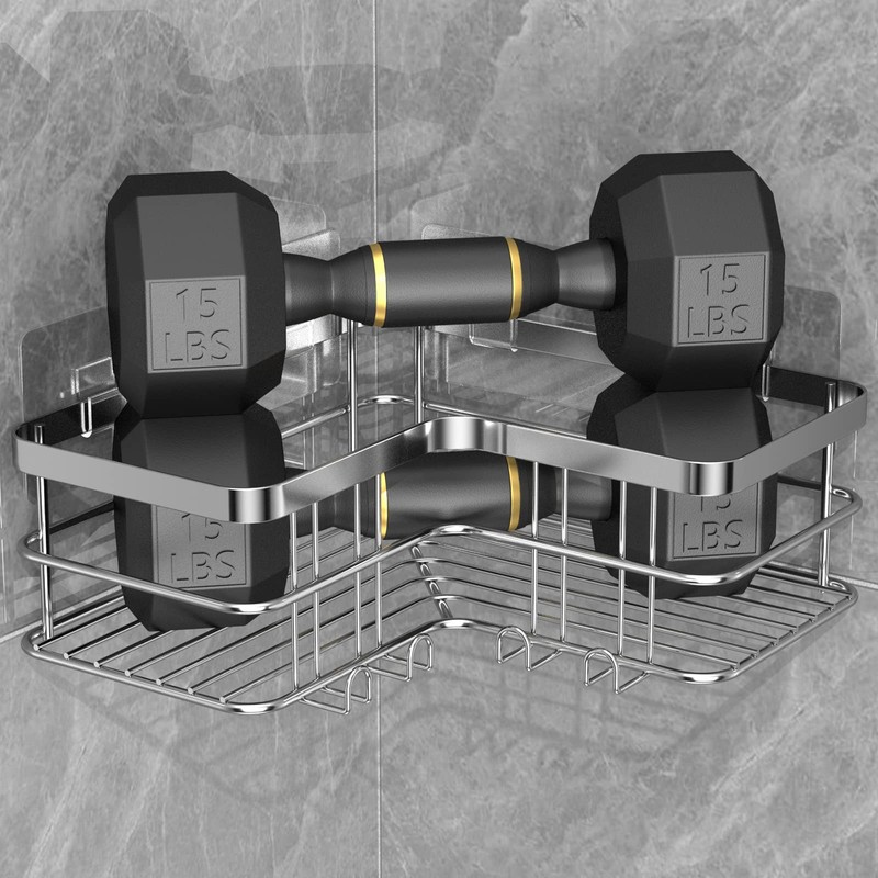 Yazoni Corner Shower Caddy 2-Pack, No Drilling Shower Organizer Corner