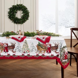 Elrene Home Fashions Villeroy & Boch Toy's Fantasy Holiday/Christmas Engineered Fabric Wrinkle Resistant Tablecloth, 60"x84" Rectangle, Multi
