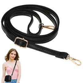 MBAIYO Purse Strap Replacement, 33.4-56 Inch Adjustable PU Leather Belt for Purse Crossbody Bag Handbags Long Soft Slim Crossbody Strap for Handbags Black