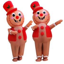 Pekifor Christmas Gingerbread Man Inflatable Costume Christmas Party Blow-up Costume Party Costume for Adult//Christmas Parade(Gingerbread Man)