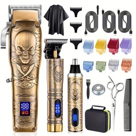 Hair Clipper For Men Zero Gapped Nose Hair Trimmer Set Professional Barber Clippers For Haircut, Cordless Beard Trimmer, Rechargeable Clippers Set For Hair Cutting, Father's Day Gift, Christmas's Gifts For Men