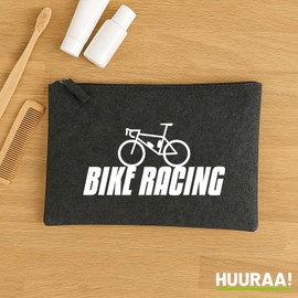 Huuraa Kulturbeutel Bike Racing Fahrrad Geschenk 1 Liter Charcoal Filz Bike Racing Geschenkidee
