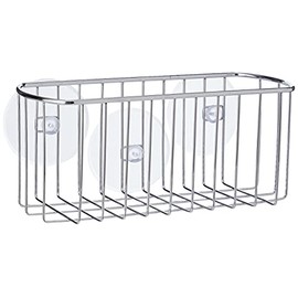 iDesign Shower Caddy Suction, Bathroom Metal Storage Shelf with Vacuum Caps, No Drilling required