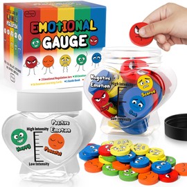 Garybank Emotion Jar for Kids Social Emotional Learning Activities, W/56 Emotion Cards, Gauge Kids Emotional Intensity & Give Feelings Support Coping Skills, Autism Kids Best Gifts for Christmas