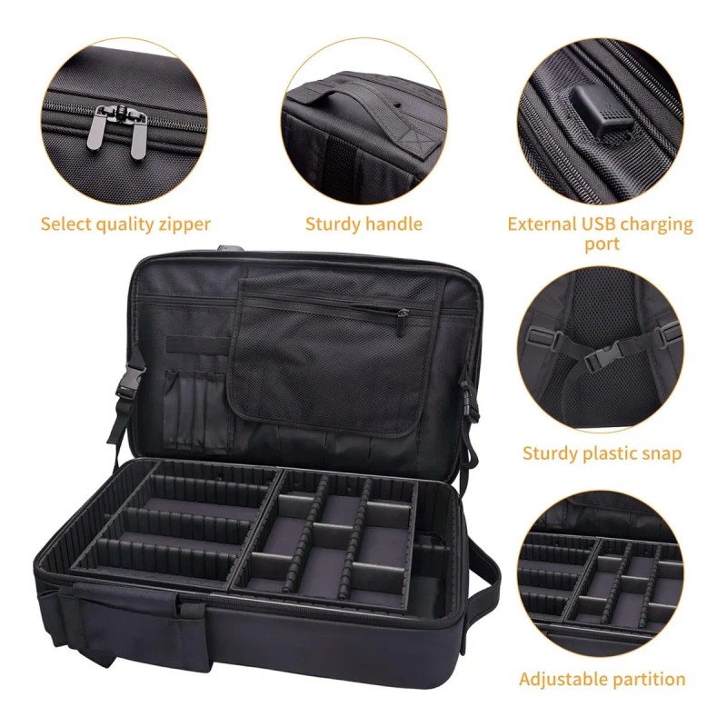 Mochila De Maquillaje Multifuncional Con Bandeja Y Divisores