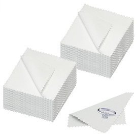 100pcs Premium Jewelry Cleaning Cloth, Keeps Jewelry Clean and Shiny.Silver Polishing Cloth Individually Wrapped.(White, 3.15" x 3.15")