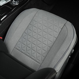 West Llama Linen Front Car Seat Cover Protector Anti-Slip Bottom Seat Cover Fits 95% of Vehicles,Wrapping Around The Bottom,Triangular Pattern(Gray-1Pcs)